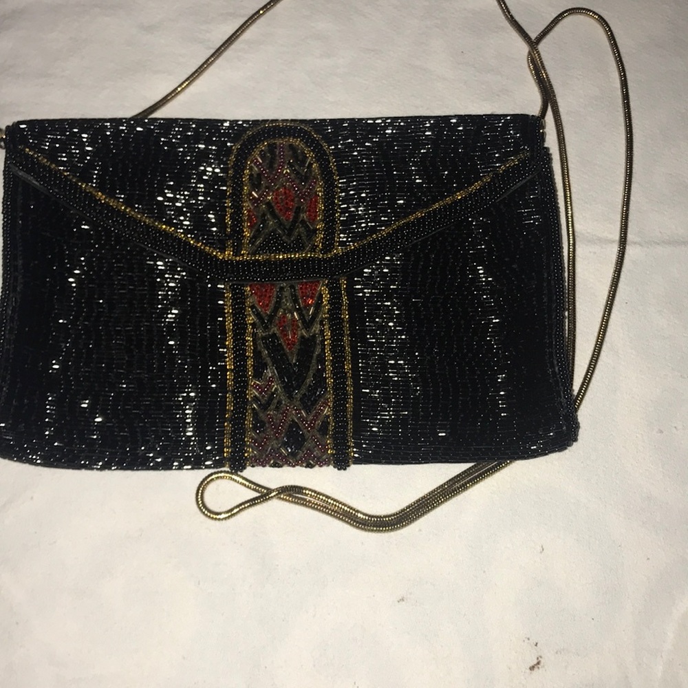 GORGEOUS GLASS BEAD SHOULDER BAG VINTAGE